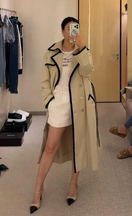 女款拼色腰带风衣zh025 商品图1