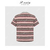 PanYiXiu/潘依绣复古撞色条纹立体绒感显瘦百搭圆领短袖T恤 W-63706 商品缩略图1