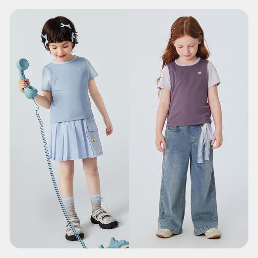 [假两件]迷你巴拉巴拉女童短袖T恤甜酷棉弹上衣轻运动风2026夏装 商品图3