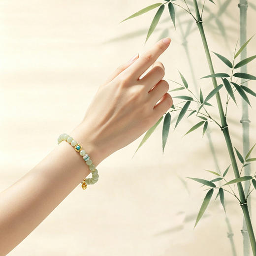 【宏艺珠宝】玉润呈吉·银s925和田玉手串 商品图4