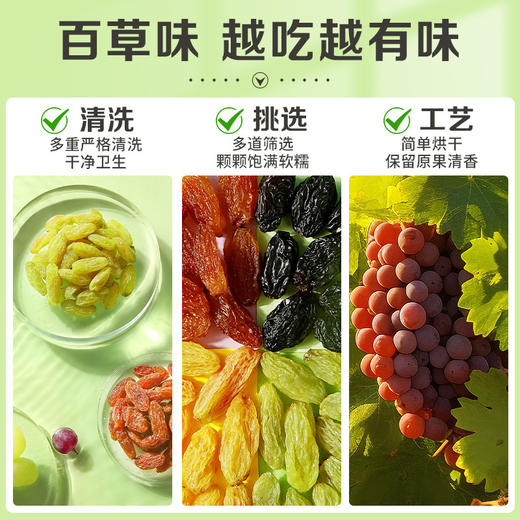 新疆四色葡萄干吐鲁番大颗粒无核提子干黑加仑零食干果果干蜜饯 商品图3