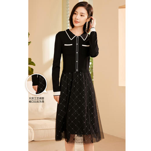 乔万尼假两件小香风时髦拼接撞色小香风连衣裙ET3M780 商品图1