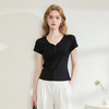 西遇简约韩系女夏季2026夏季新款修身纯欲辣妹U领短款打底上衣T恤H0060225 商品缩略图4