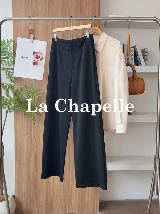 专柜实拍【版正高品质！】拉夏贝尔/La Chapelle棉质柔软筋骨感~纯色暗扣直筒休闲裤时尚显瘦长裤女 商品图0