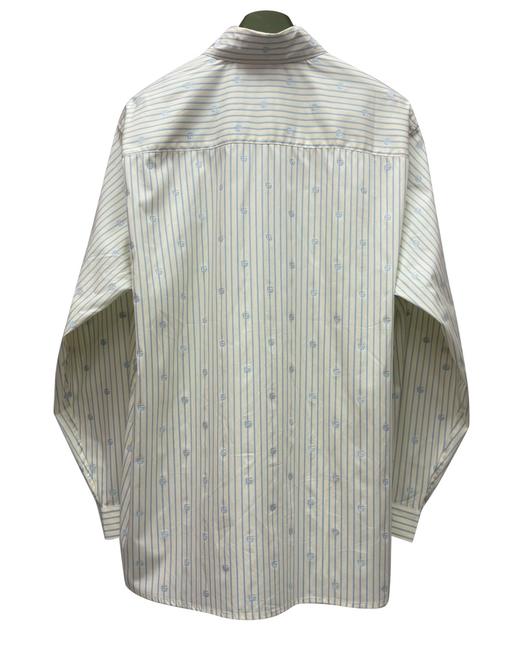 中性款条纹刺绣长袖衬衫zh012 商品图1