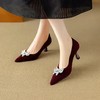 法式尖头细跟高跟鞋新款真皮磨砂水钻气质配裙子通勤职业女鞋单鞋M6398 商品缩略图1