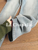 专柜实拍【时髦通勤】拉夏贝尔/La Chapelle显瘦有型单扣后腰撞色标简约设计感微弹直筒窄版牛仔裤 商品缩略图6