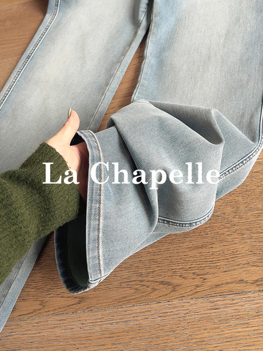 专柜实拍【时髦通勤】拉夏贝尔/La Chapelle显瘦有型单扣后腰撞色标简约设计感微弹直筒窄版牛仔裤 商品图6