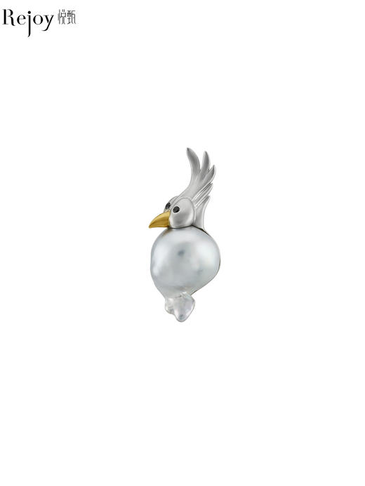 【日本溯源之旅】鹦鹉18k金澳白keshi珍珠钻石吊坠 吊坠尺寸约12.8*30mm 钻石分数:0.021ct（展会产品拍下后不支持7天无理由退换货） 商品图0