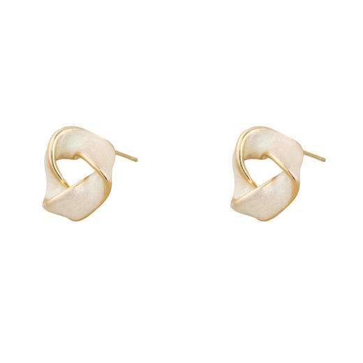 三彩2026新款立体几何扭结滴釉耳钉S925银针镂空磨砂金简约女 商品图4