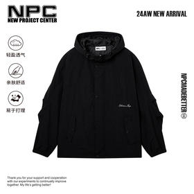 NPC潮牌绣花抽绳连帽拉链夹克男户外通勤新款休闲宽松NP47TJ51
