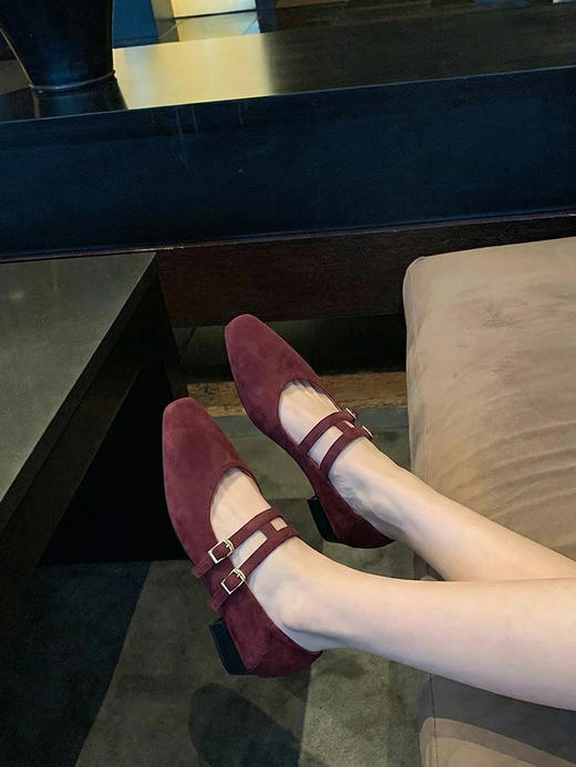 三色复古双带内增高玛丽珍小跟鞋 商品图11