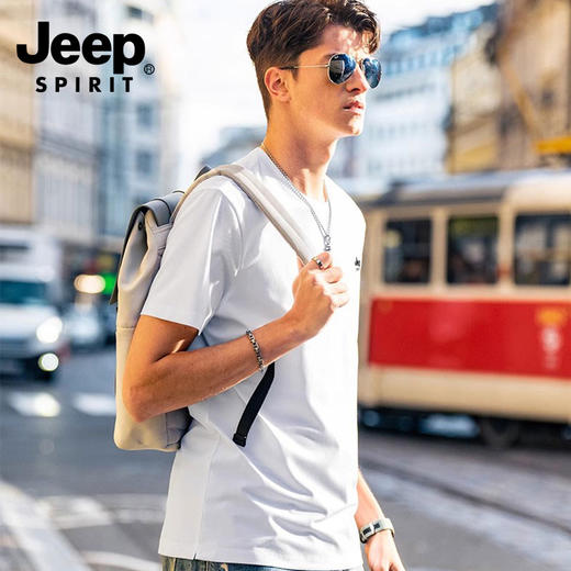男女同款【JEEP SPIRIT 男女同款锦纶面料凉感T恤2789款 2件装】高垂冰感免烫  柔软舒适透气亲肤百搭圆领T恤 商品图1