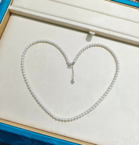 【小极光】4mm正圆无瑕淡水小米珠项链 纯银延长链 日常通勤 [发：77] 