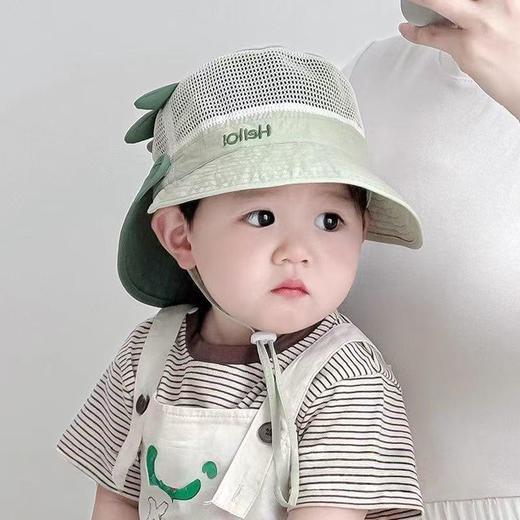 宝宝遮阳帽夏季网眼双帽檐可爱卡通护脖防晒男女小孩出游宝宝帽子46-52cm 商品图3