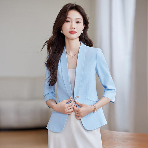 「自」全新升级【铂金会员146/天猫199/差价53】(04257)洛诗琳气质七分袖小西装女2026新款薄款职场通勤显瘦外套 商品图2