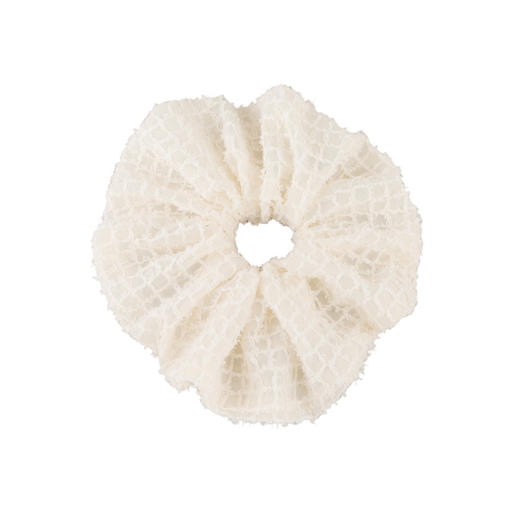 三彩2026新款白色褶皱发圈丸子头皮筋头饰毛边大肠优雅韩系温柔女 商品图3