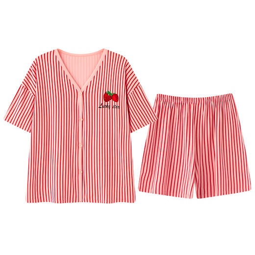 莫代尔棉质短袖睡衣女夏季薄款带胸垫甜美少女学生圆领夏天家居服 商品图4