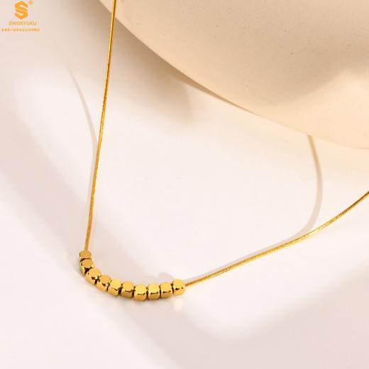 【香港周六福黄金钻石首饰】K金十全十美方糖项链 商品图2