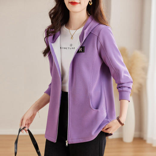 外套女春秋款连帽卫衣女2026新款爆款大码女装休闲开衫上衣中长款 商品图4