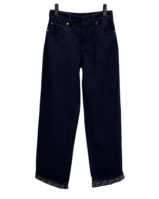 女款翻折牛仔裤长裤la011 商品图0