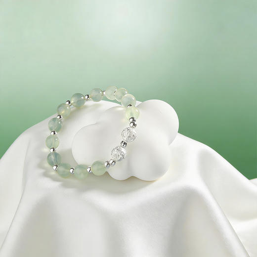 【宏艺珠宝】青岫衔光·足银葡萄石手串 商品图4