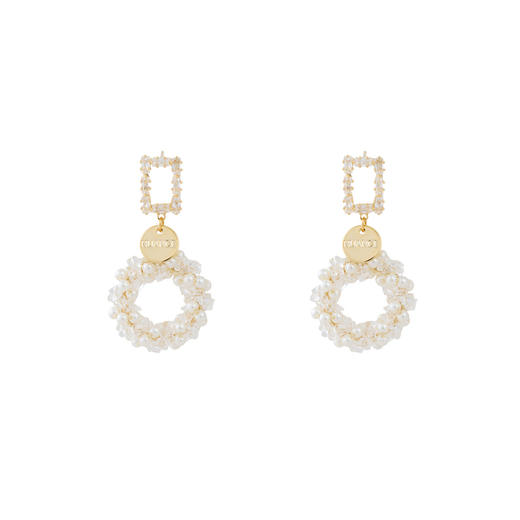 三彩2026新款法式小香风碎锆圆形吊坠耳环S925银针轻奢千金女 商品图2