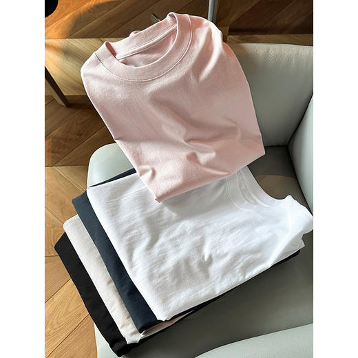 官网1600！亚*山大王情侣装T恤 重磅230g棉质明星同款圆领正肩短袖 简约宽松透气打底半袖 商品图6