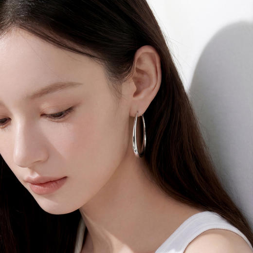 三彩2026新款水滴光面hoops耳圈耳环S925银针简约清冷感 商品图2
