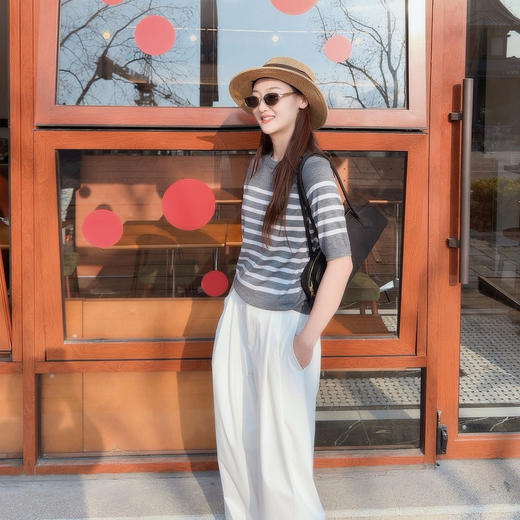 （人手n件）火桐hooton 扬子18针精纺绵羊毛老钱条纹圆领短袖 商品图7