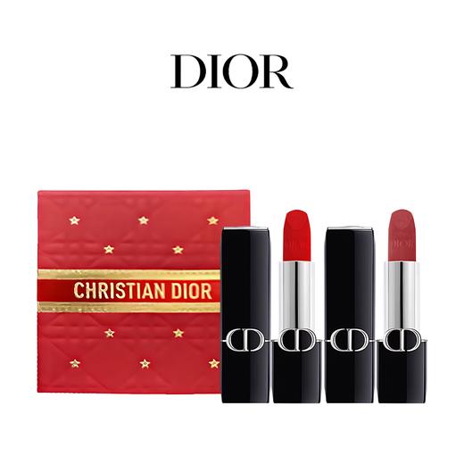限量出完【送礼袋】Dior迪奥烈艳蓝金 磁铁款口红3.5g*2支 两件套礼盒（丝绒720+丝绒999） 香港直邮 商品图0