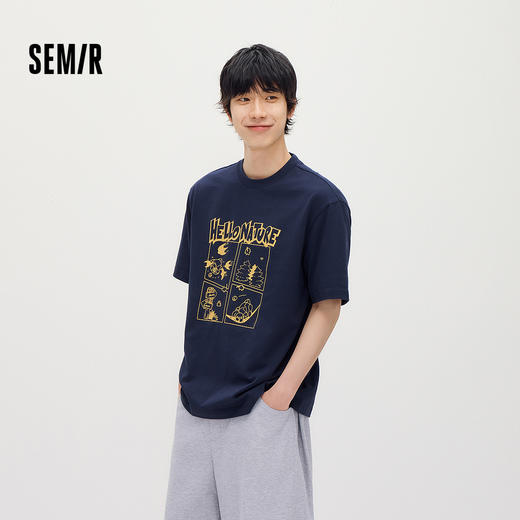 森马罗小黑短袖T恤男夏季吸湿速干针织衫2026新款可拆卸吊坠上衣 商品图1