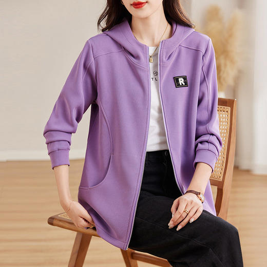 外套女春秋款连帽卫衣女2026新款爆款大码女装休闲开衫上衣中长款 商品图1