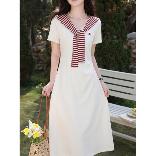 鹿向南【0405/20:00新品】杏色短袖连衣裙 商品图3