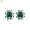 【香港周六福黄金钻石首饰】K铂金CNC彩宝钻石惊艳时光祖母绿耳钉 商品缩略图0