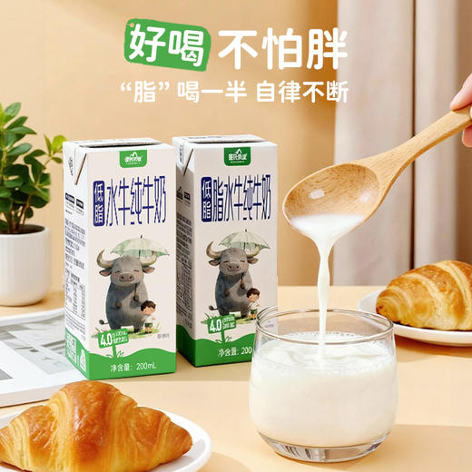 苗条砖皇氏乳业4.0g蛋白低脂水牛纯牛奶   200mL*10盒/箱【WHD】 商品图7