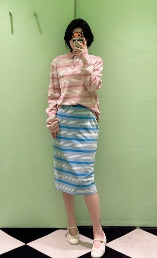 女款珠地棉条纹Polo衫fe020 商品图3