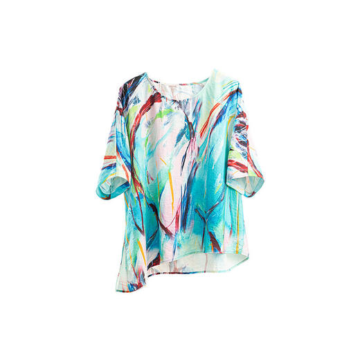 绽放177朵/「逍遥游-1」T恤*zijun联名干丝底印花打结梭织短袖女 商品图4