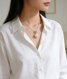 爱迪生珍珠单颗吊坠 万能扣 简约大气 百搭锁骨链 [发：20]