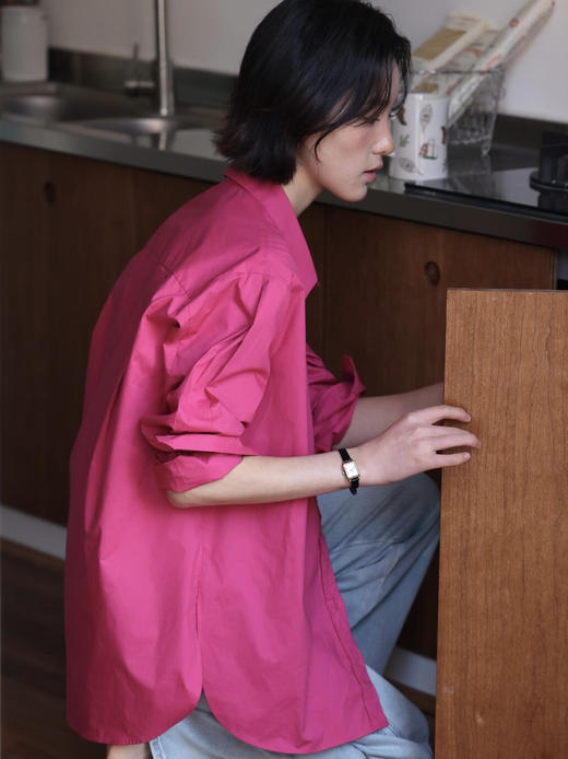 直接白三个度人间富贵粉纯棉衬衫 商品图5