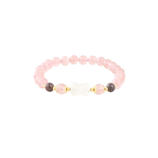 三彩2026新款国风粉润草莓晶白玛瑙手串聚财纳福温婉小众简约送礼 商品图3