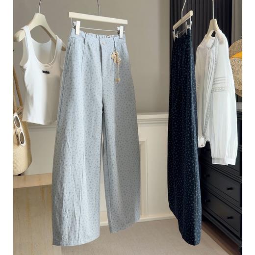 春季新款 【韩系碎花阔腿休闲裤】后松紧高腰 宽松显瘦百搭弯刀裤  商品图0