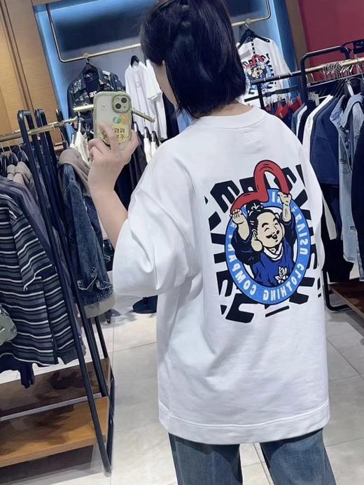 原单，没吊牌，EVISU（福神）笑面佛米白宽松短袖 T 恤 商品图1
