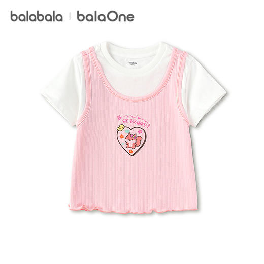 【balaOne】巴拉巴拉童装短袖t恤儿童2026新款夏装女童假两件上衣 商品图4