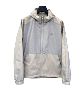 男款三角标拼色连帽外套zh020