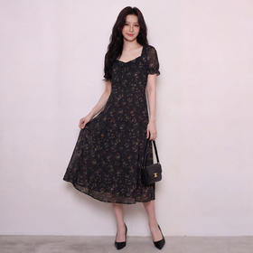 奢姿大码女装2026夏装碎花方领连衣裙泡泡袖胖妹妹减龄法式长裙9962832256