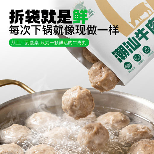 【纯正口感 饱满爆汁！】牛小敖95%潮汕牛肉丸/牛筋丸 正宗丸子手打火锅烧烤食材 200g/袋 商品图1