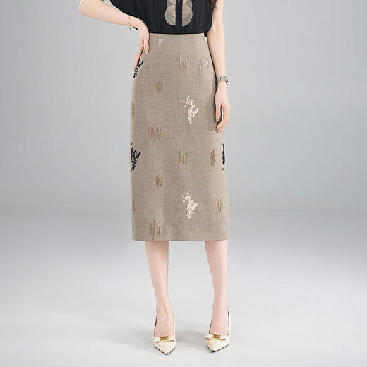 「自」全新升级【铂金会员174/天猫229/差价55】(14512)洛诗琳复古亮片高腰半身裙女2026春夏季新款显瘦显腿长A字裙 商品图2