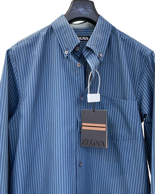 男款条纹刺绣长袖衬衫la 商品图2