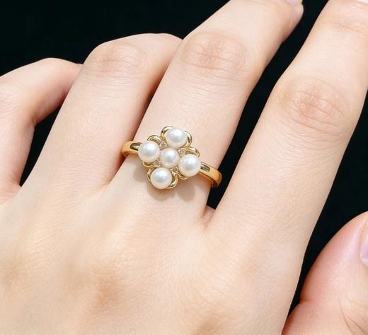 多珠小珍珠戒指 4mm淡水珍珠 圈口可调 精致叠戴 [发：78] 商品图0